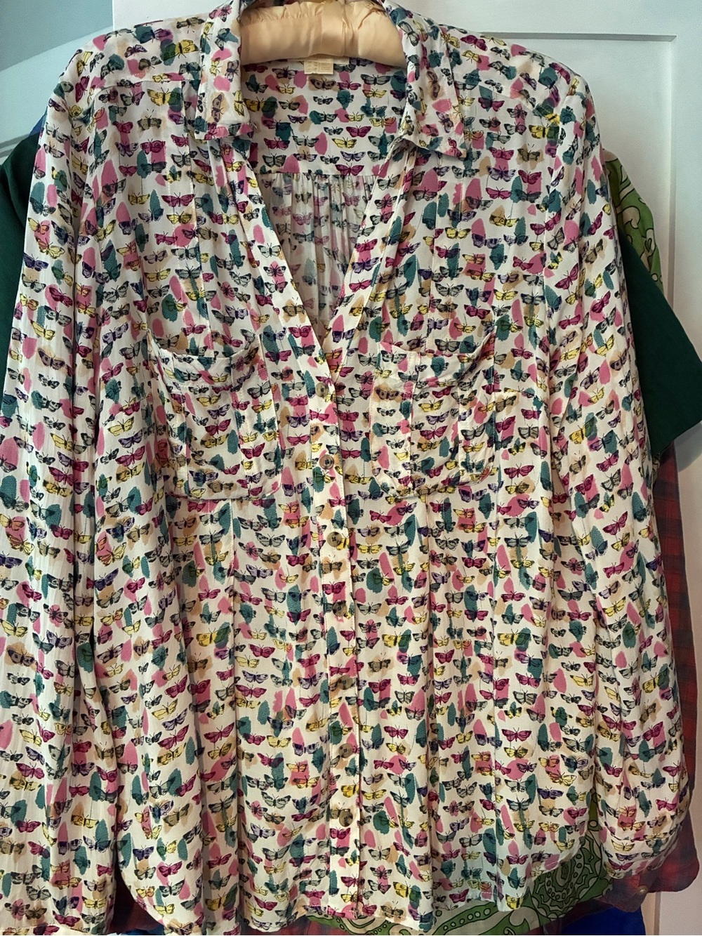Maeve by Anthropologie long sleeved rayon butterfly print blouse size 12 - Picture 2 of 7